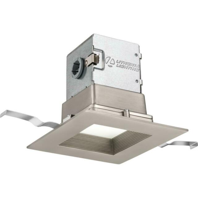 Lithonia Lighting OneUp Square 4 In. Brushed Nickel Integrated LED Recessed Kit