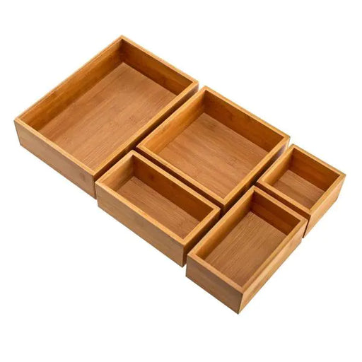 Seville Classics Bamboo Wood Storage Bins Organizer Boxes ( 4 Piece Only)