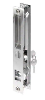 Prime-Line Keyed Sliding Door Flush Latch Handle Set, 6-5/8 in., Diecast Construction, Chrome Plated