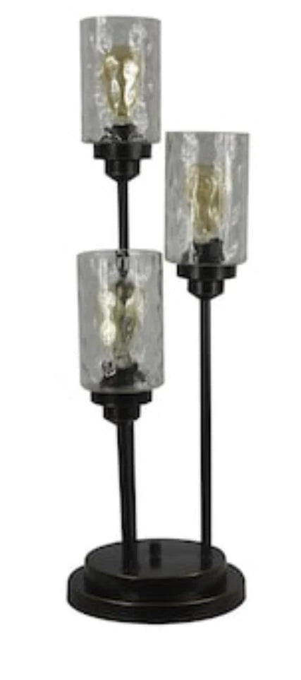 allen + roth Latchbury 30.5-in Bronze Table Lamp with Glass Shade