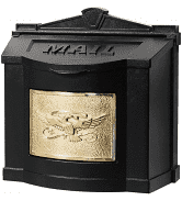 Gaines Mfg Wall Mount Mailbox, Black, Polished Brass