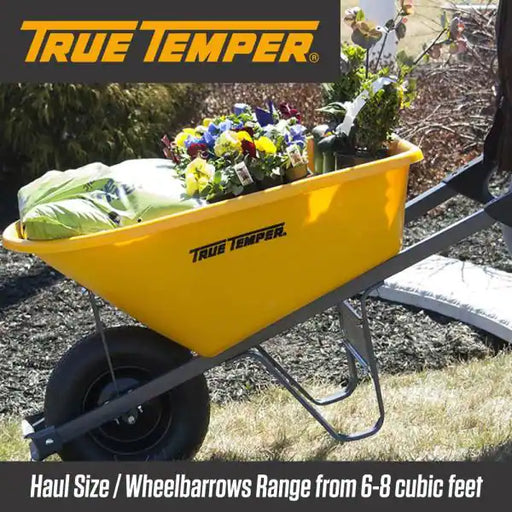 True Temper 6 cu. ft. Poly Wheelbarrow with Total Control Handles