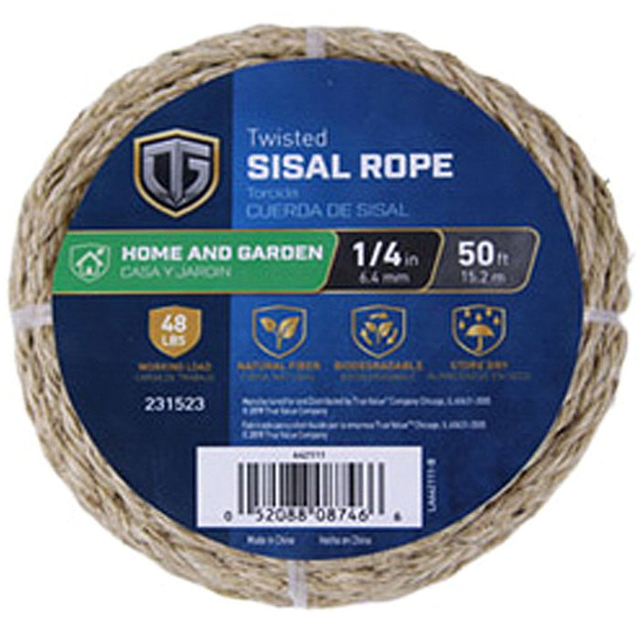 Twisted Sisal Rope 1/2" x 50'