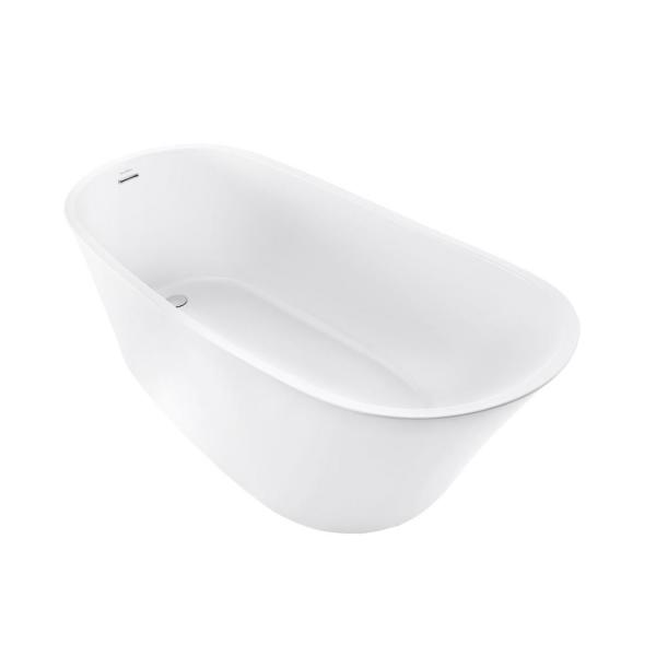 Swiss Madison Sublime 67 in. Acrylic Single Slipper Flat Bottom Non-Whirlpool Freestanding Oval Soaking Bathtub in White