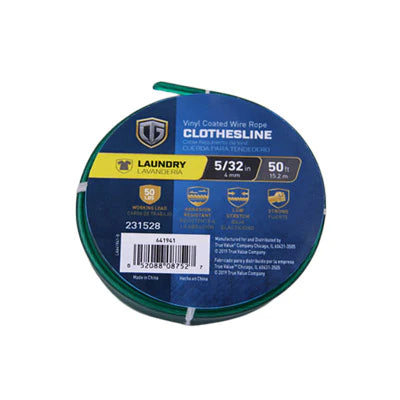 Vinyl Coated Wire Rope Clothesline 5/32" x 50'